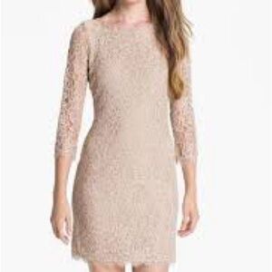 Diane Von Furstenberg Narita Lace silk lined 3/4 Sleeve dress Sz 4